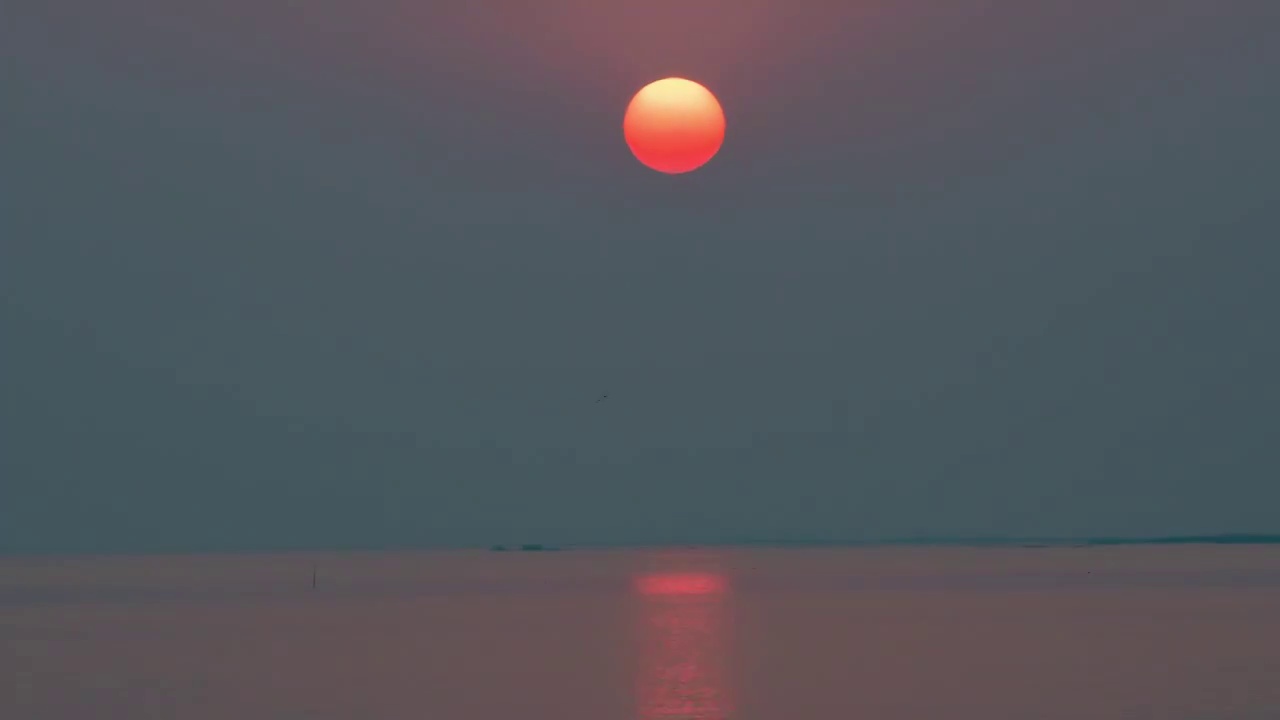 洪泽湖太阳日落延时摄影视频素材