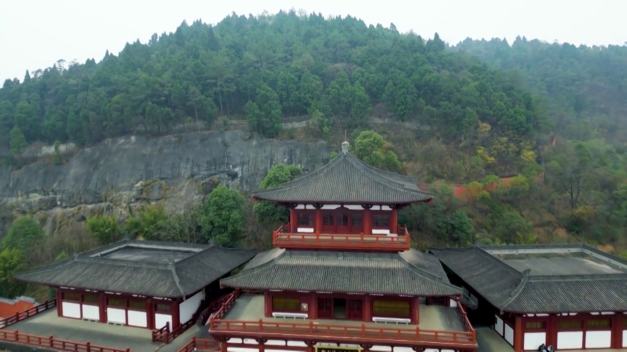 广元皇泽寺景区航拍风景视频素材