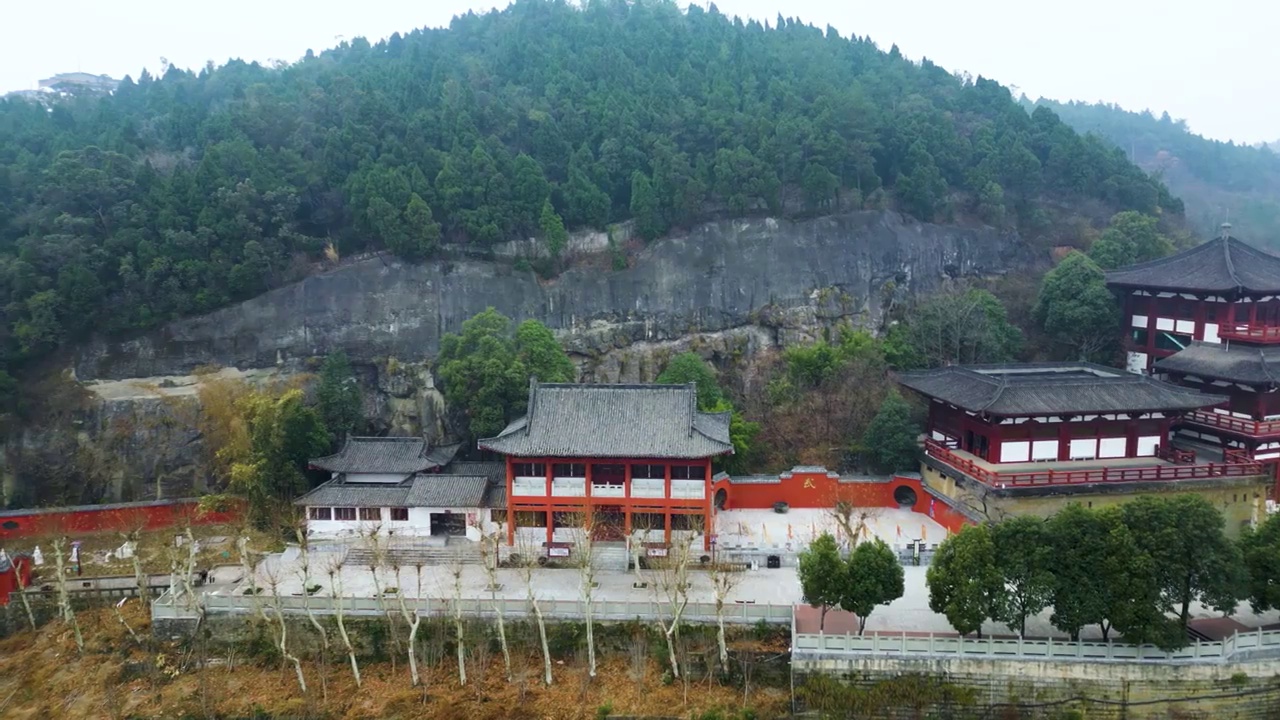 广元皇泽寺景区航拍风景视频素材