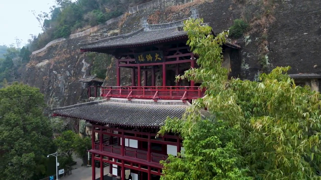 广元皇泽寺景区航拍风景视频素材