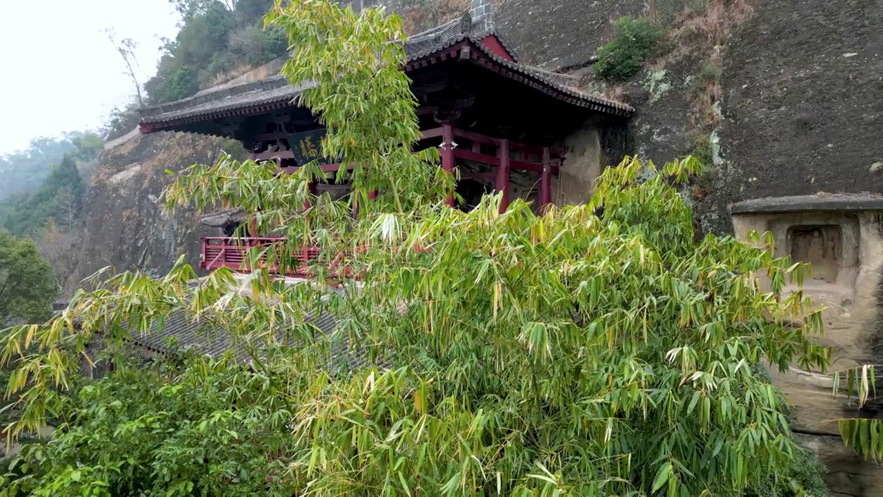 广元皇泽寺景区航拍风景视频素材