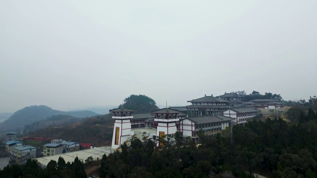 广元皇泽寺景区航拍风景视频素材