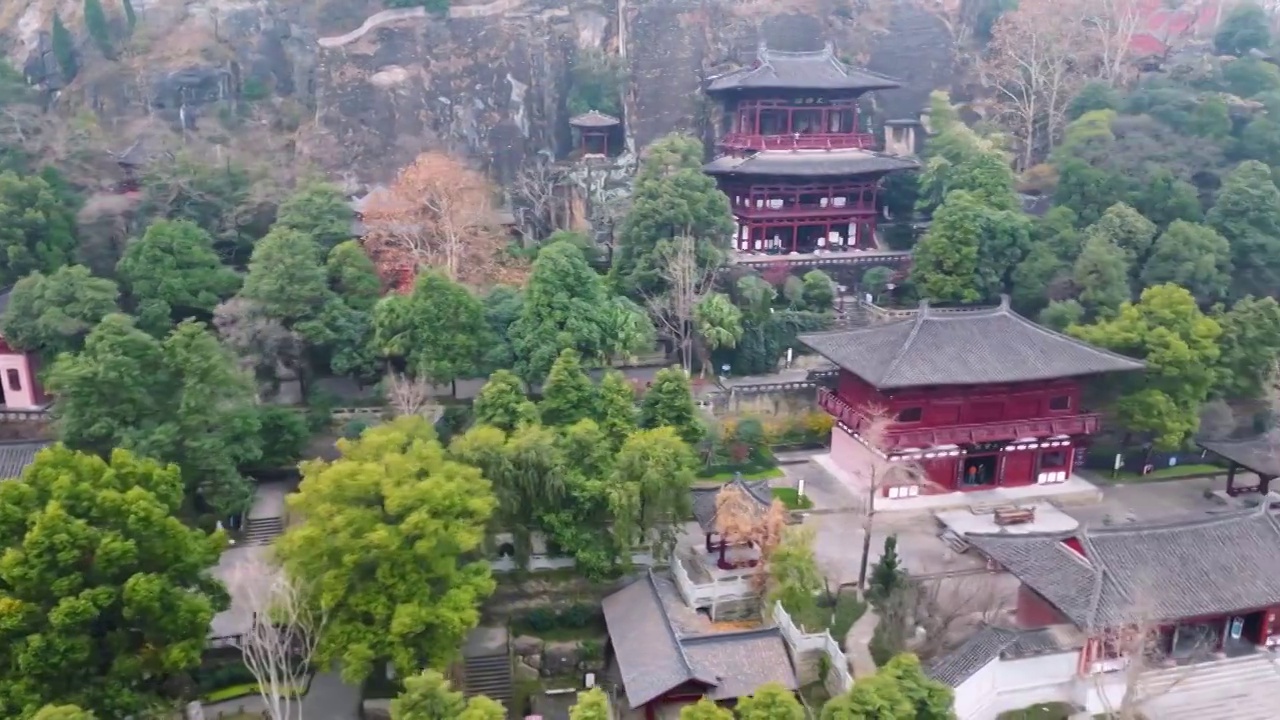 广元皇泽寺景区航拍风景视频素材