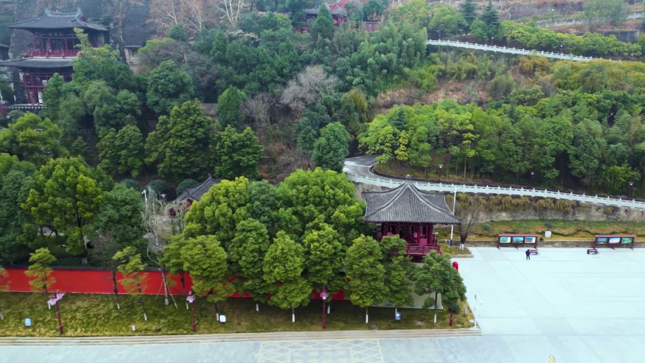 广元皇泽寺景区航拍风景视频素材