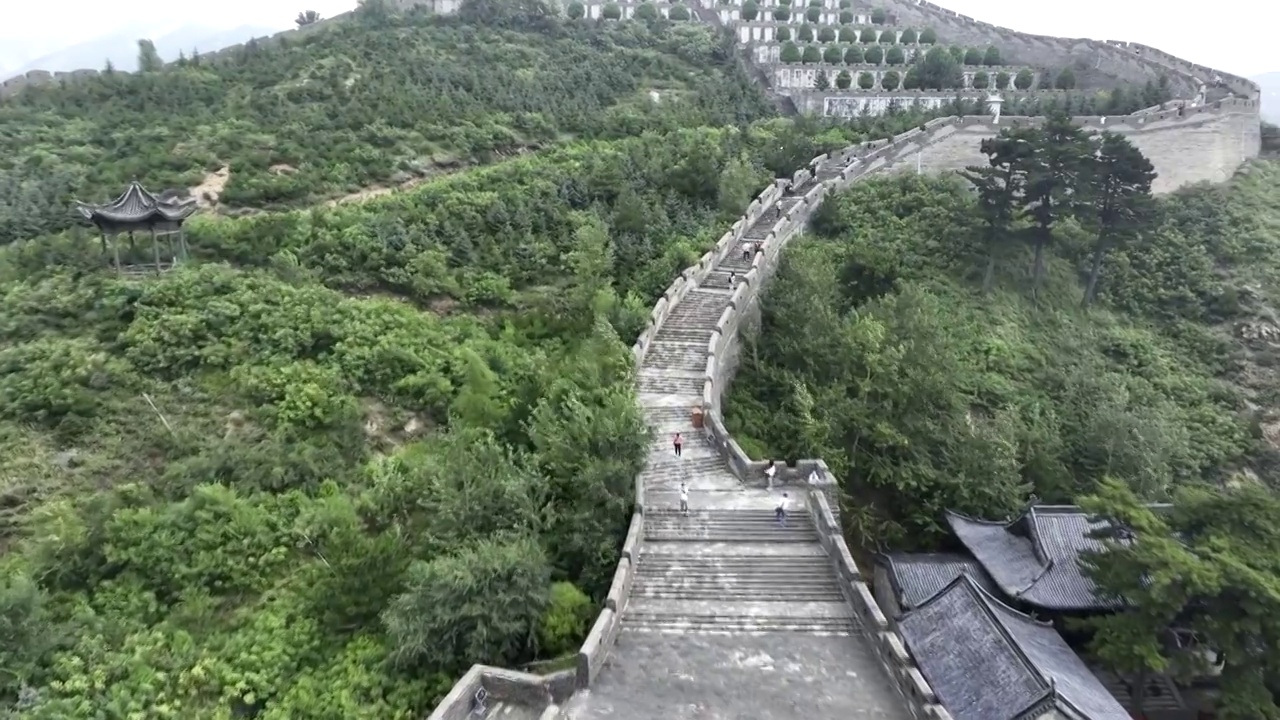 中国山西忻州市代县雁门关天险门、镇边祠、碑林航拍视频素材