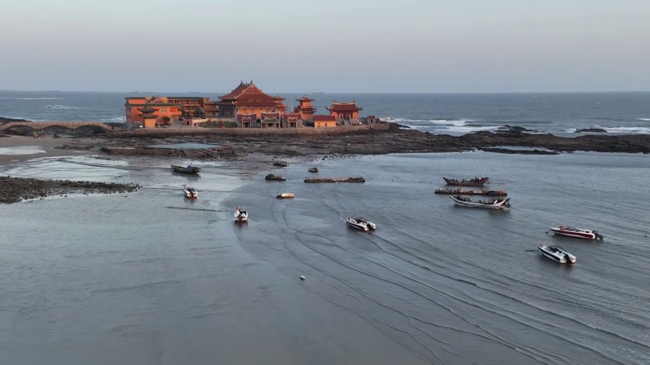 泉州石狮市黄金海岸洛伽寺视频素材