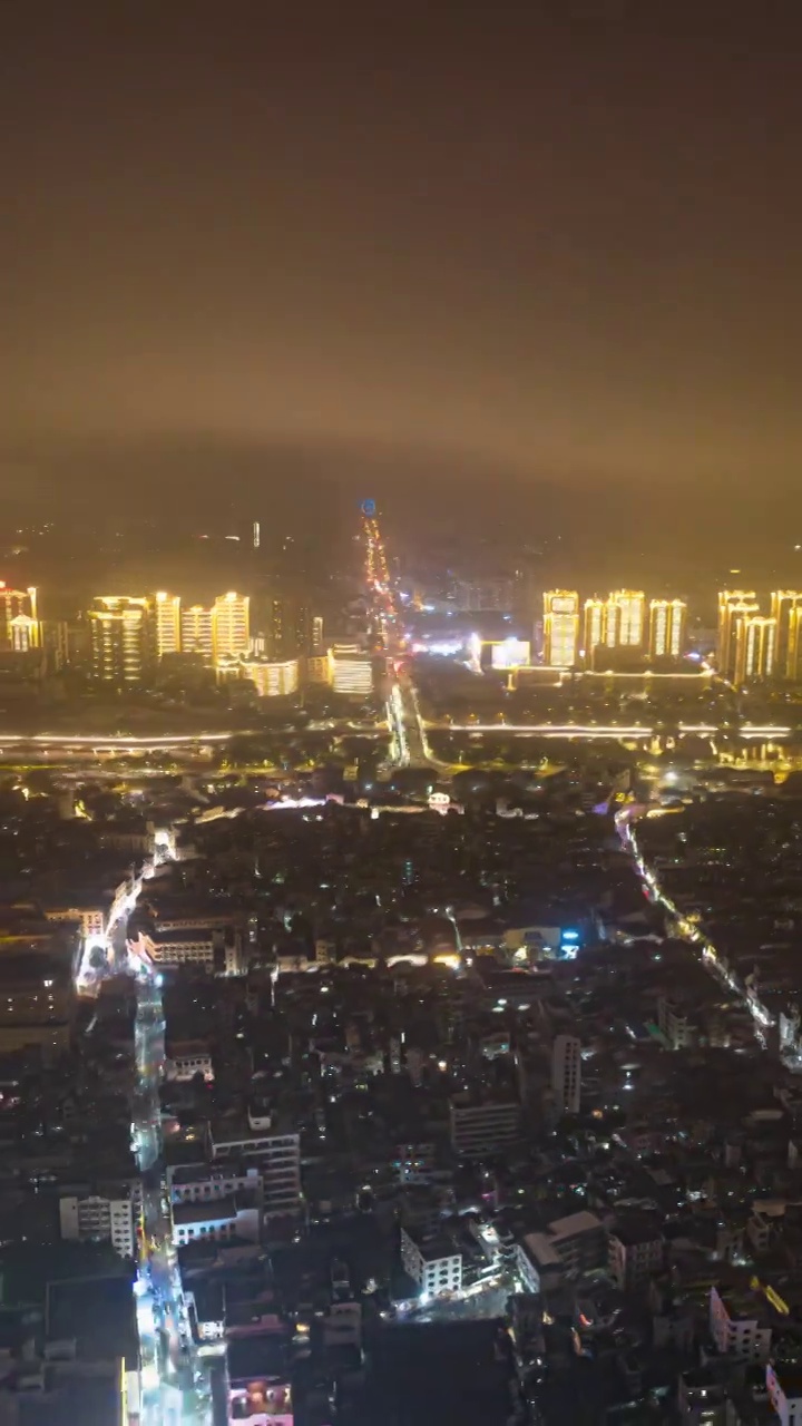 航拍海口市区夜景风光延迟视频素材