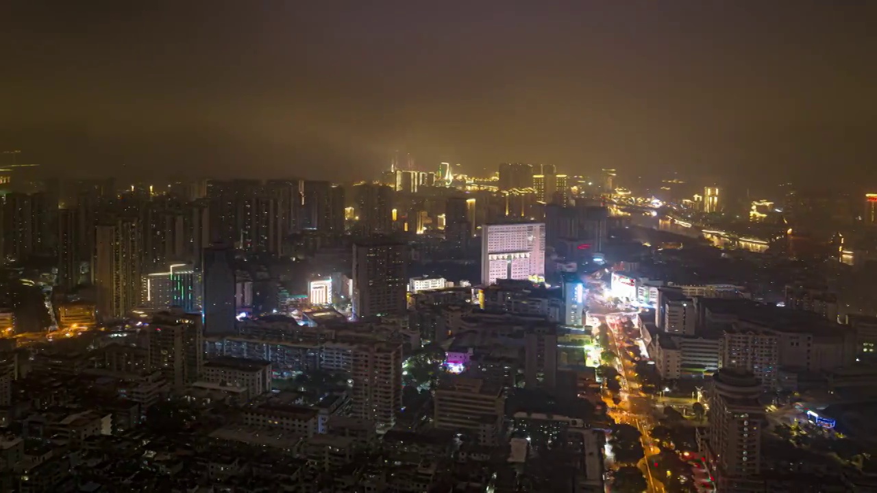 航拍海口市区夜景风光延迟视频素材