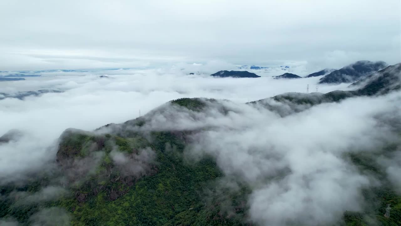 浙江雁荡山延时摄影云海仙境秋季自然风光航拍视频素材