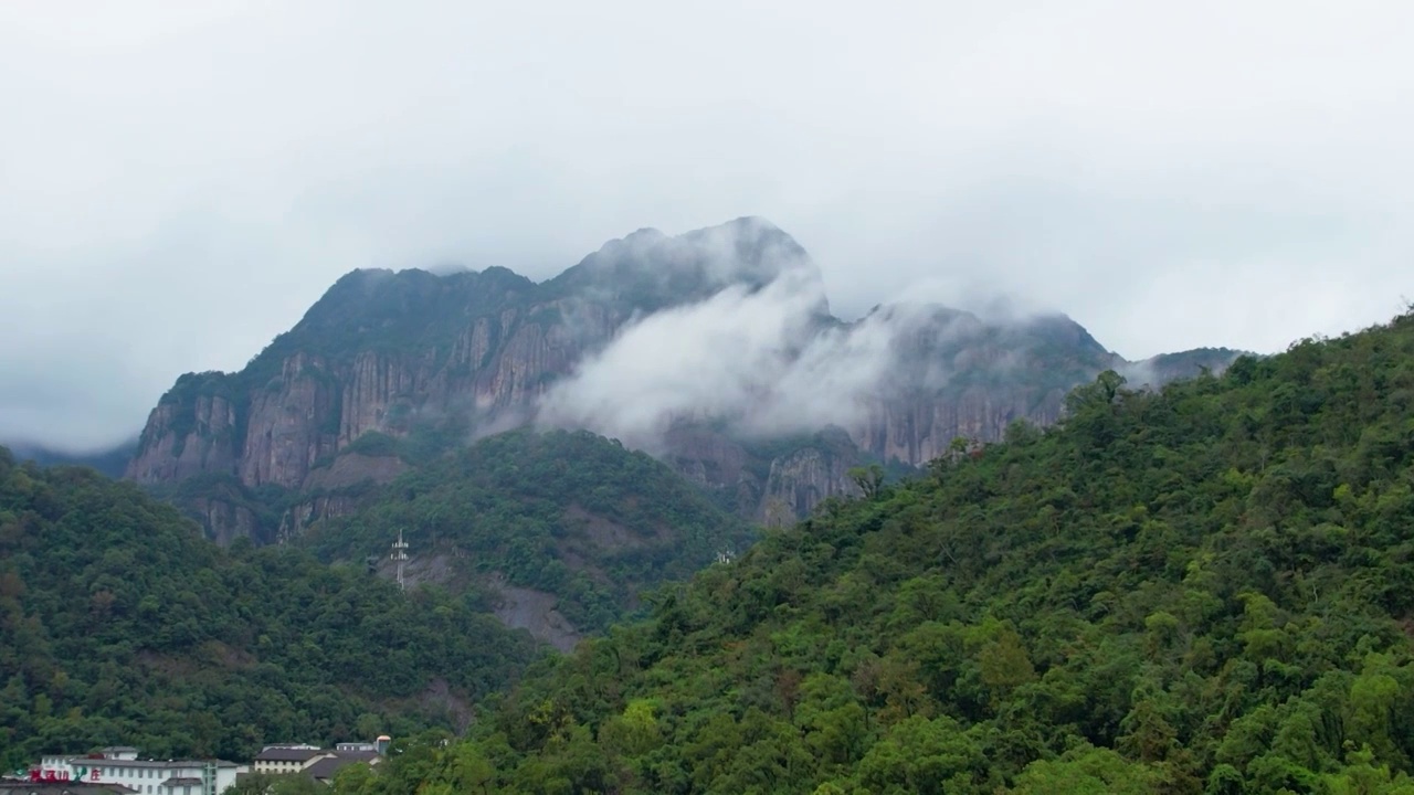 浙江雁荡山延时摄影云海仙境秋季自然风光航拍视频素材