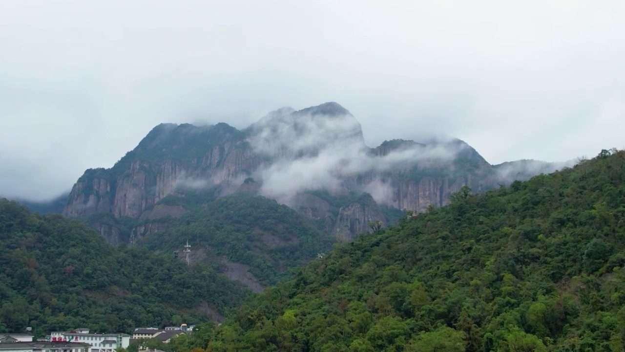 浙江雁荡山延时摄影云海仙境秋季自然风光航拍视频素材