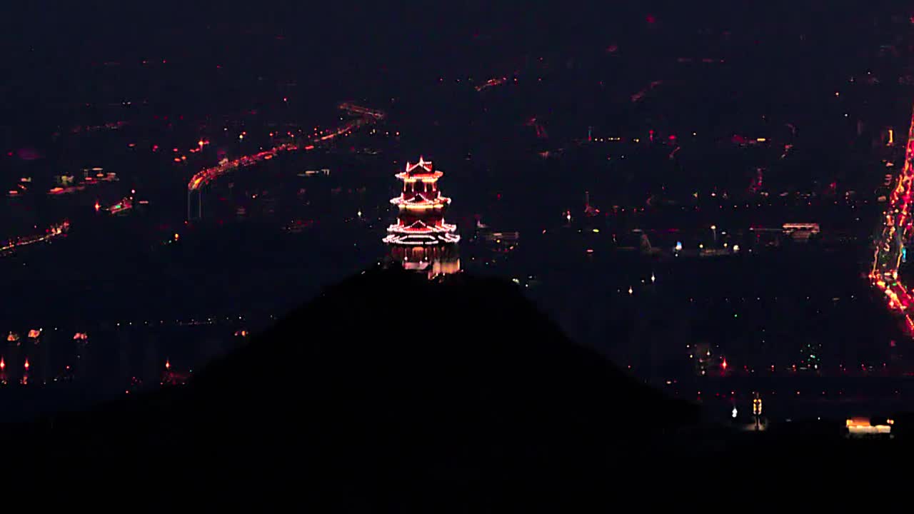 航拍北京定都阁及城市夜景视频素材