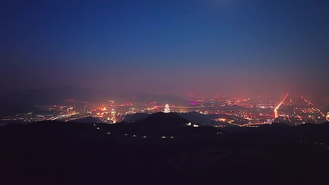 航拍北京定都阁及城市夜景视频素材