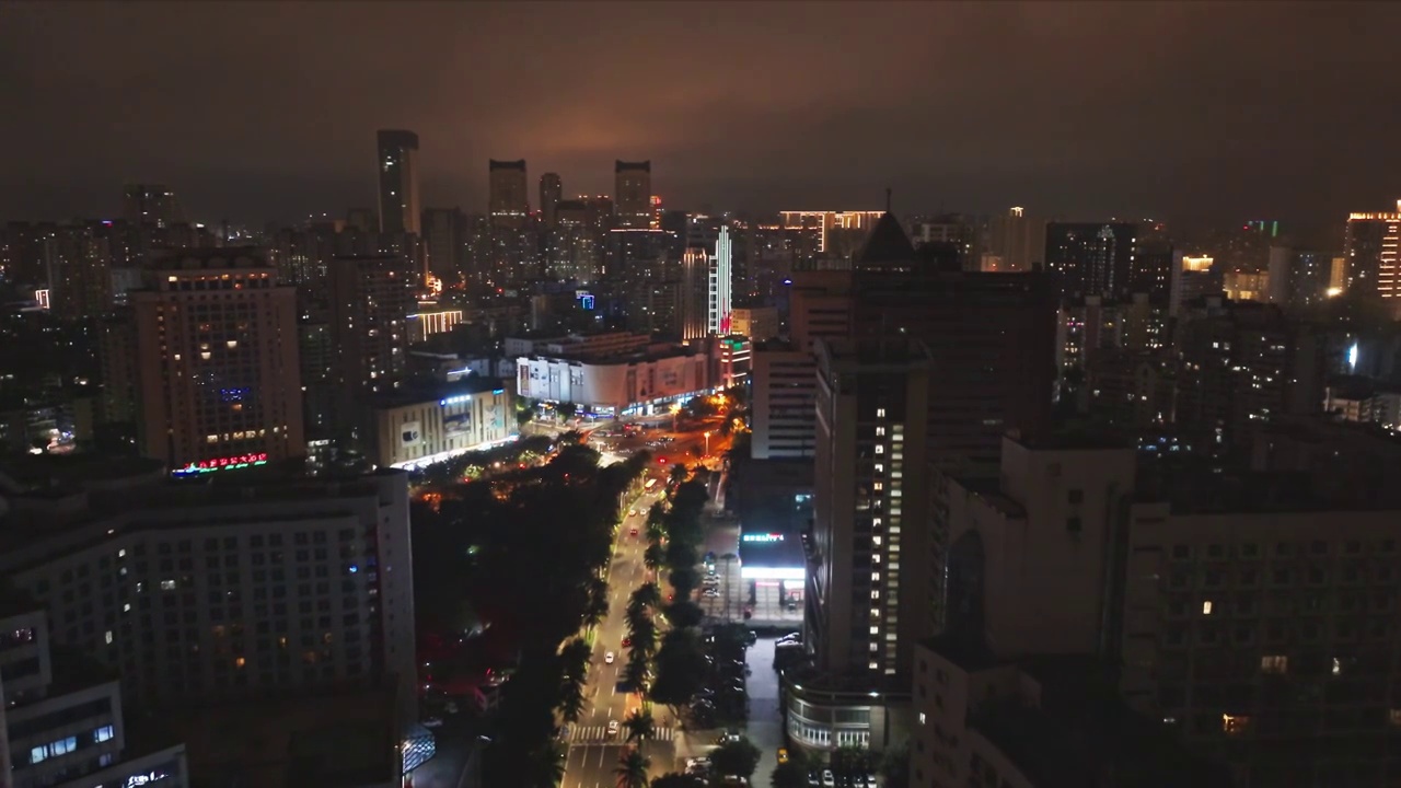 航拍海口都市夜景风光视频素材