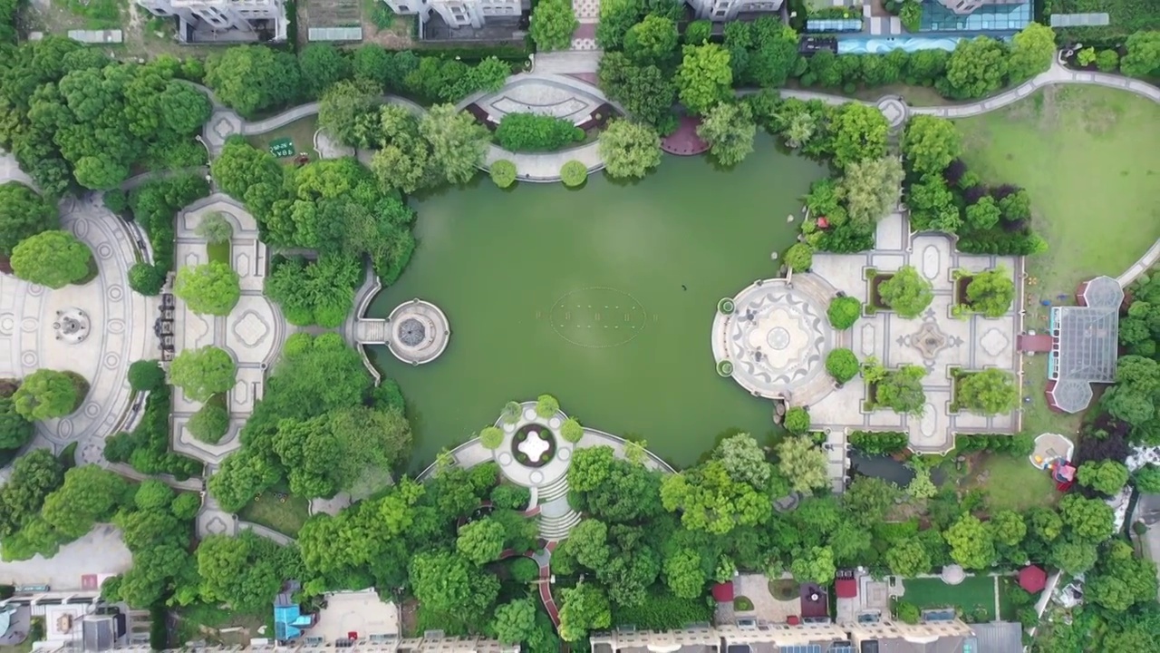 航拍上海美兰湖城市建筑风光视频素材