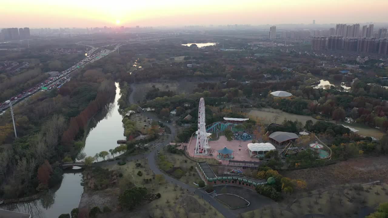 航拍上海美兰湖城市建筑风光视频素材