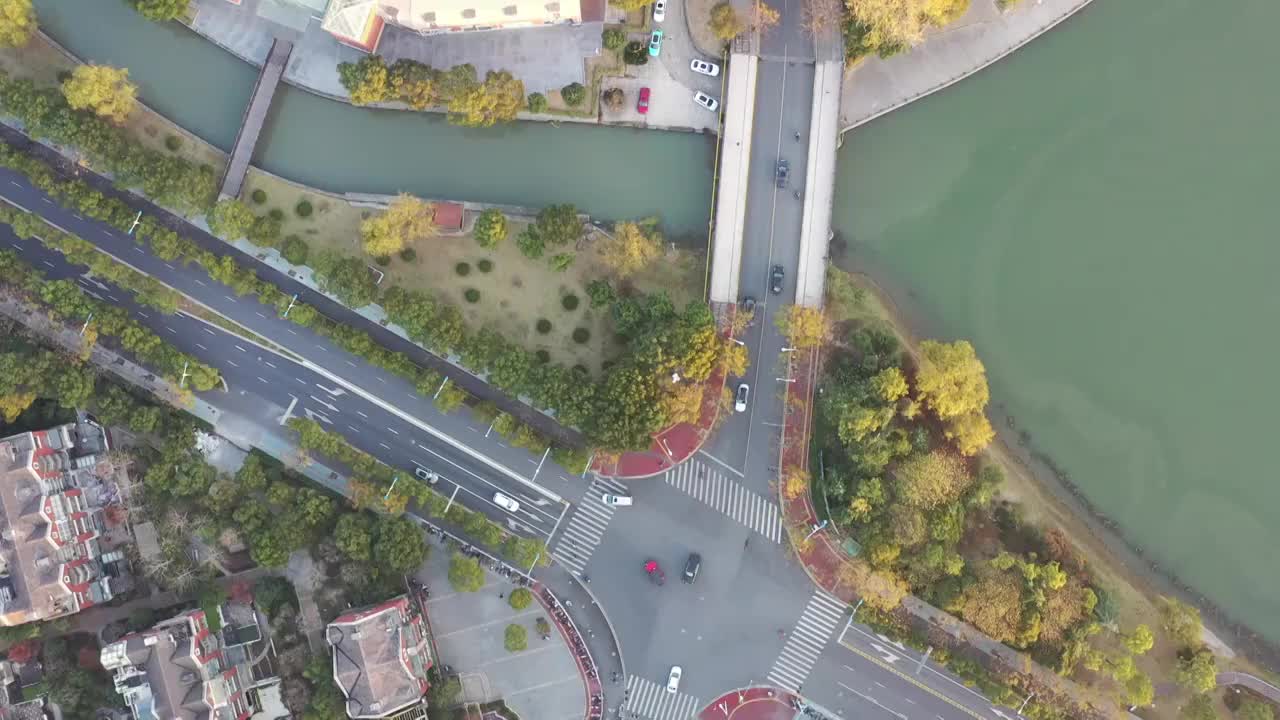 航拍上海美兰湖城市建筑风光视频素材