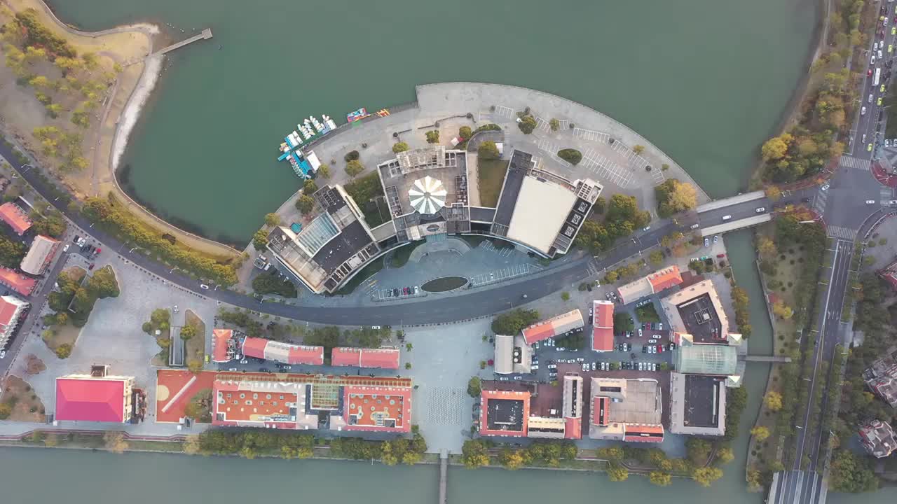 航拍上海美兰湖城市建筑风光视频素材