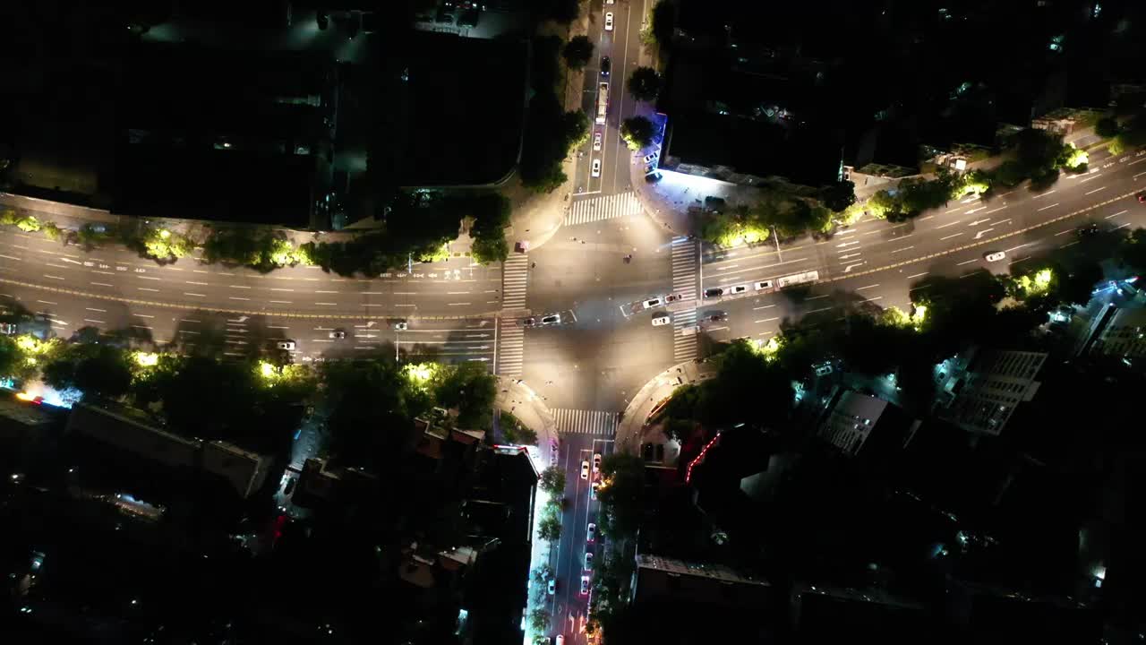 航拍上海城市道路交通夜景视频素材