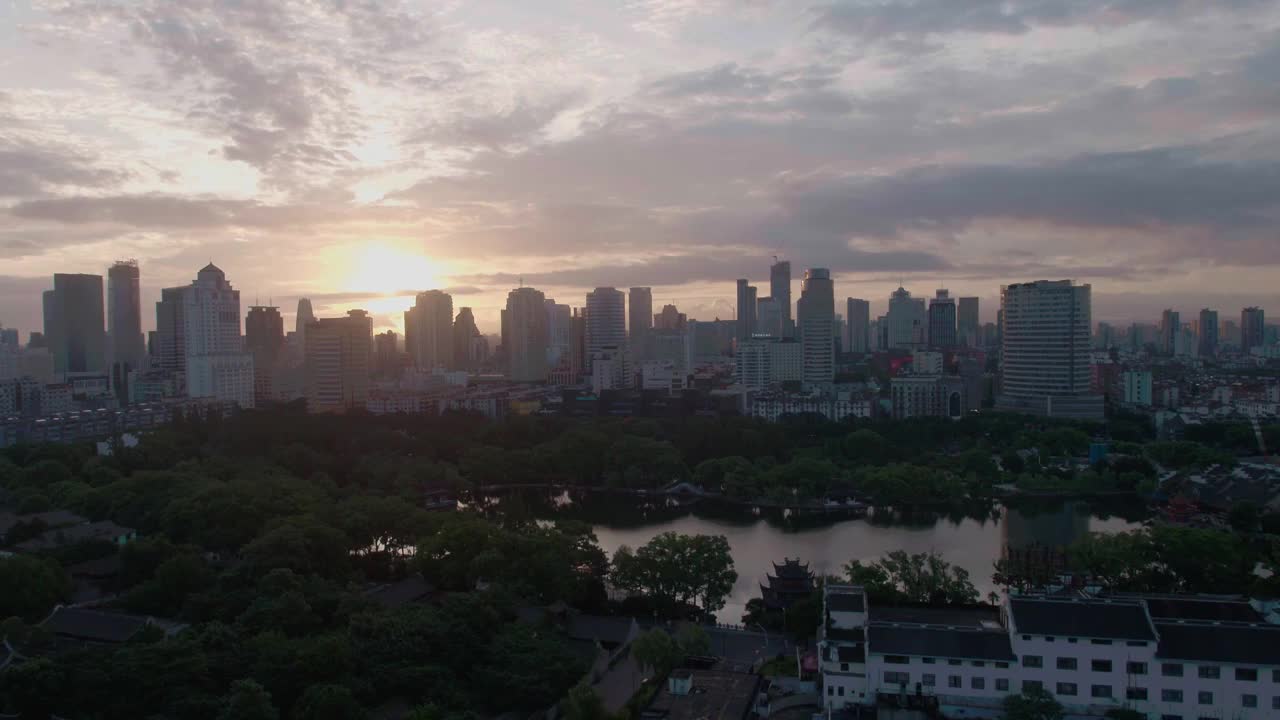 宁波海曙区夕阳密度视频素材