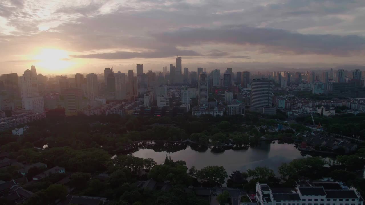 宁波海曙区夕阳密度视频素材