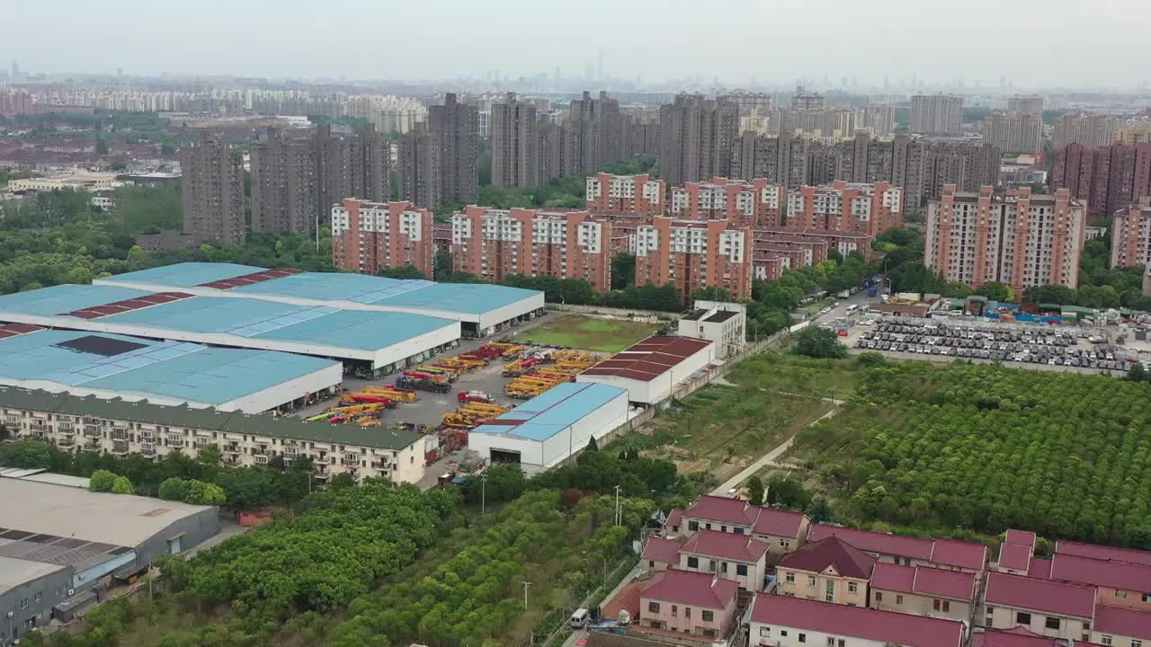 航拍上海刘行城市建筑风光视频素材