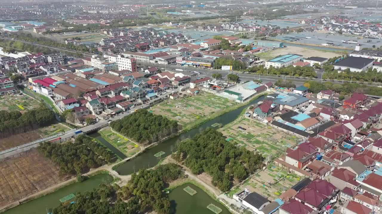 航拍上海宝山刘行城市建筑风光视频素材