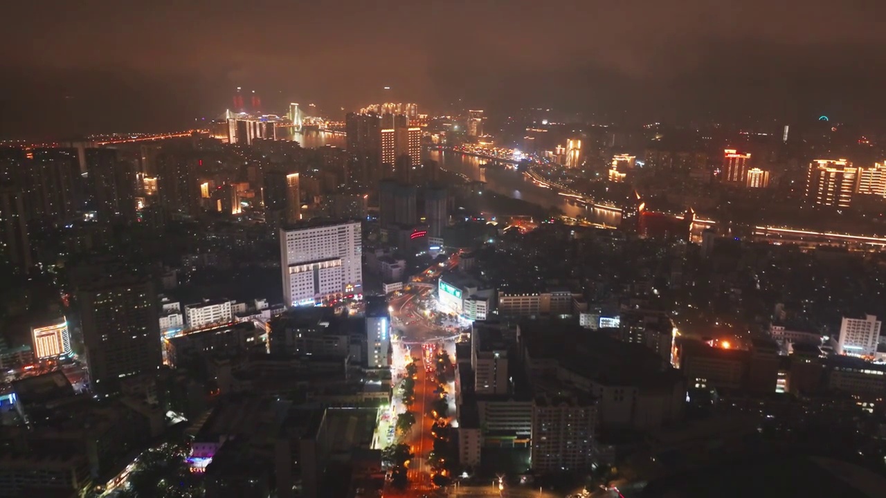 航拍海口都市夜景风光视频素材