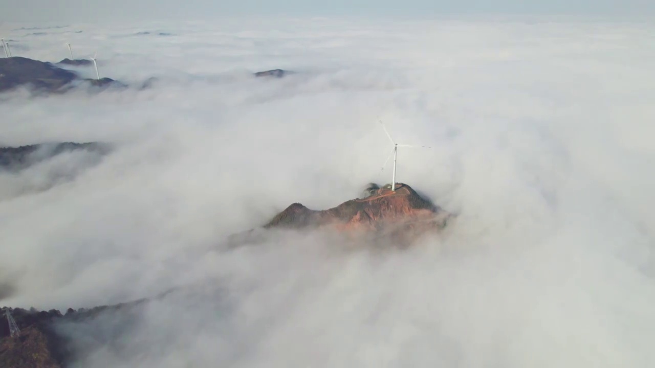 竹麻山云海风车视频素材