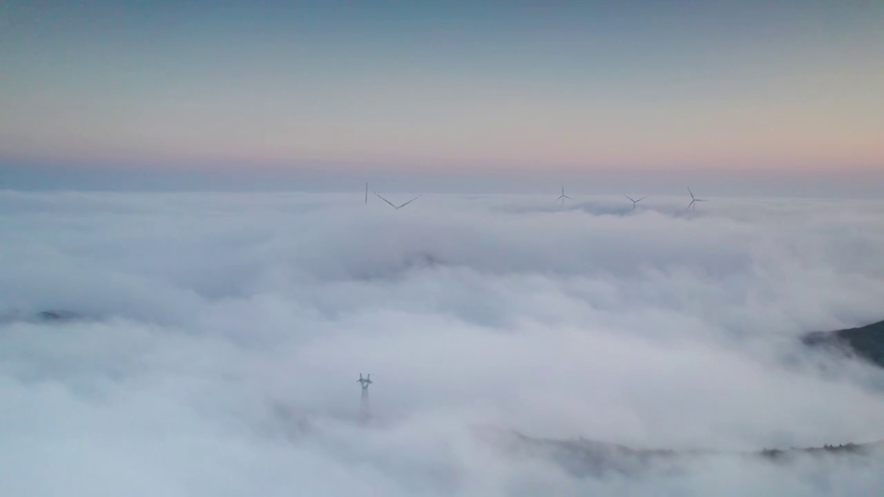 竹麻山云海风车视频素材