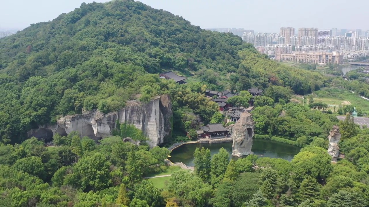 航拍绍兴柯岩景区视频素材