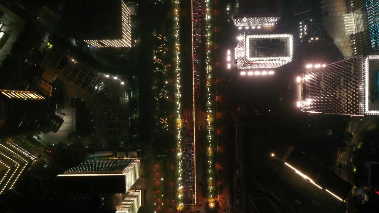 航拍上海城市道路交通夜景视频素材