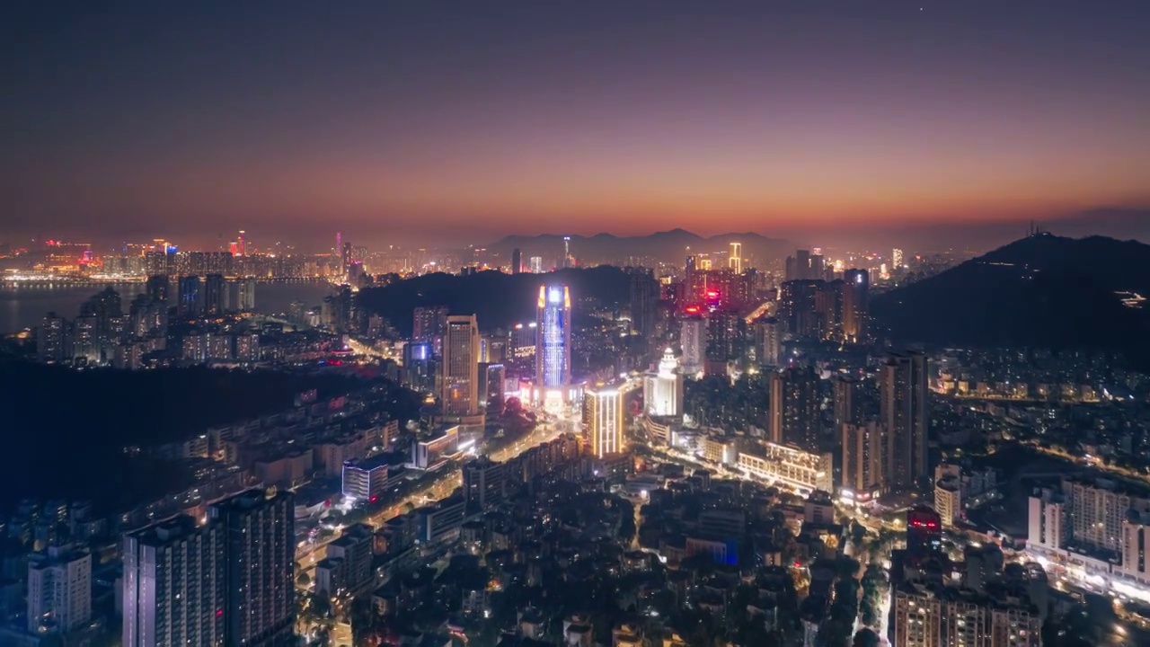 航拍珠海香洲吉大夜景延时视频素材