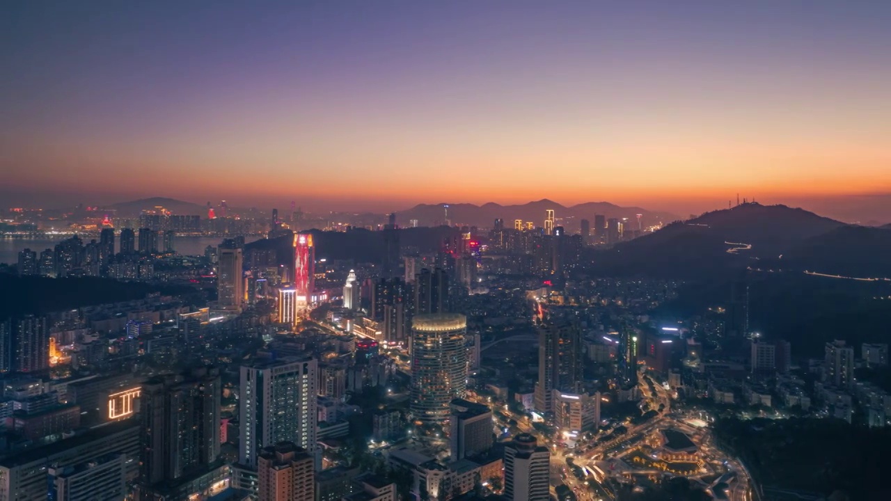 航拍珠海香洲吉大夜景延时视频素材