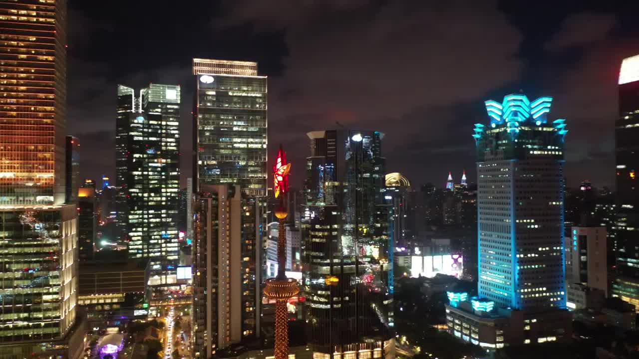 航拍上海静安区城市建筑风光夜景视频素材