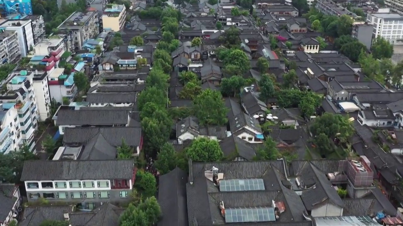 成都市宽窄巷子航拍视频下载