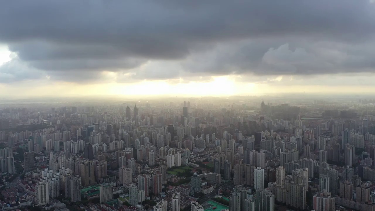 航拍上海静安区城市建筑风光视频素材