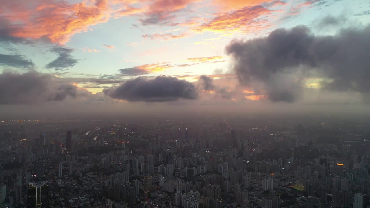 航拍上海静安区城市建筑风光视频素材