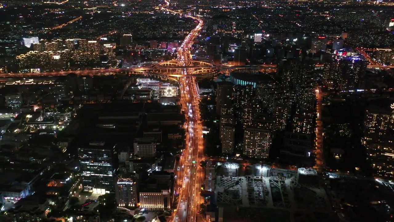 航拍上海城市建筑风光城市道路交通夜景视频素材