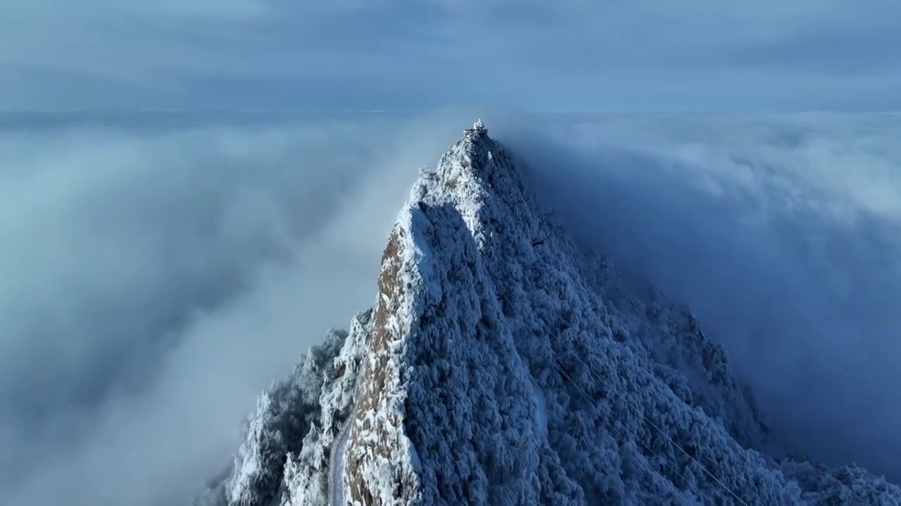 老君山雪景云海雾凇航拍视频素材