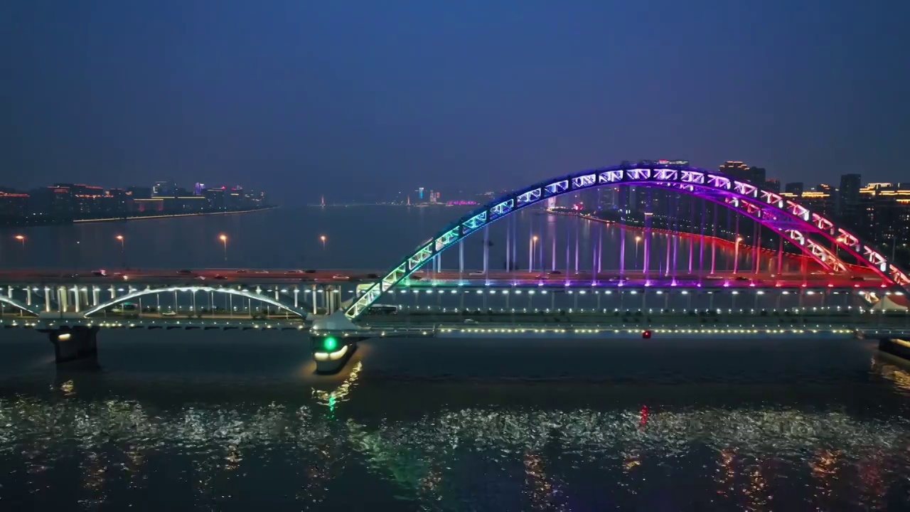 杭州复兴大桥夜景视频素材