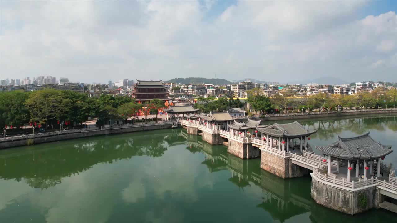 广东省潮州市潮州古城广济桥视频素材