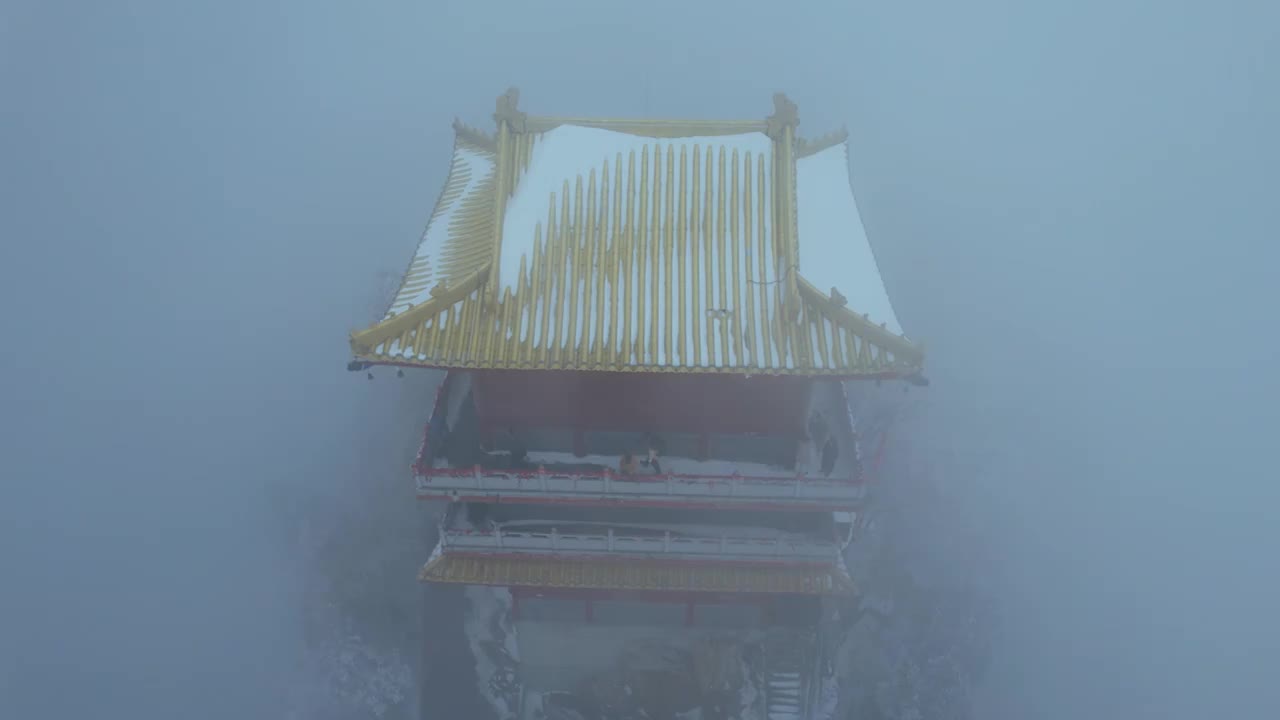 西安南五台雪景航拍视频素材