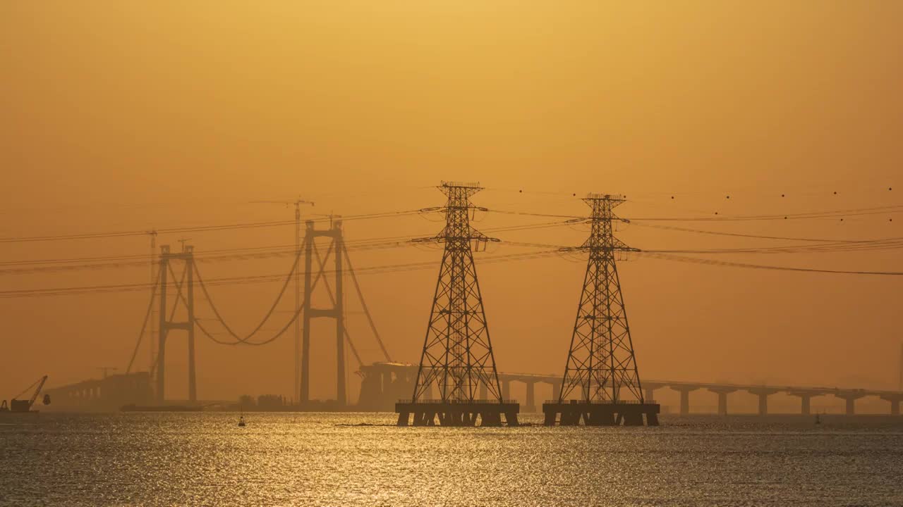 深中通道日落延时视频素材