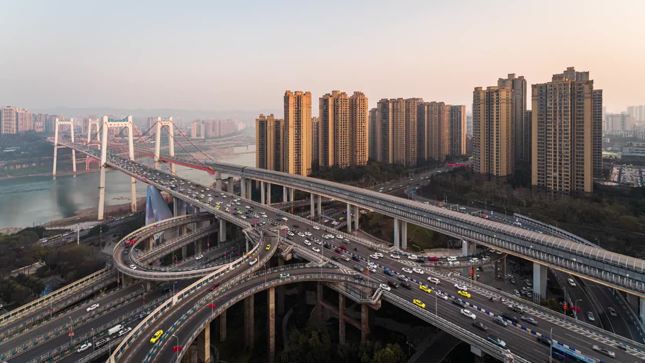 重庆九龙坡鹅公岩立交夜景延时视频素材