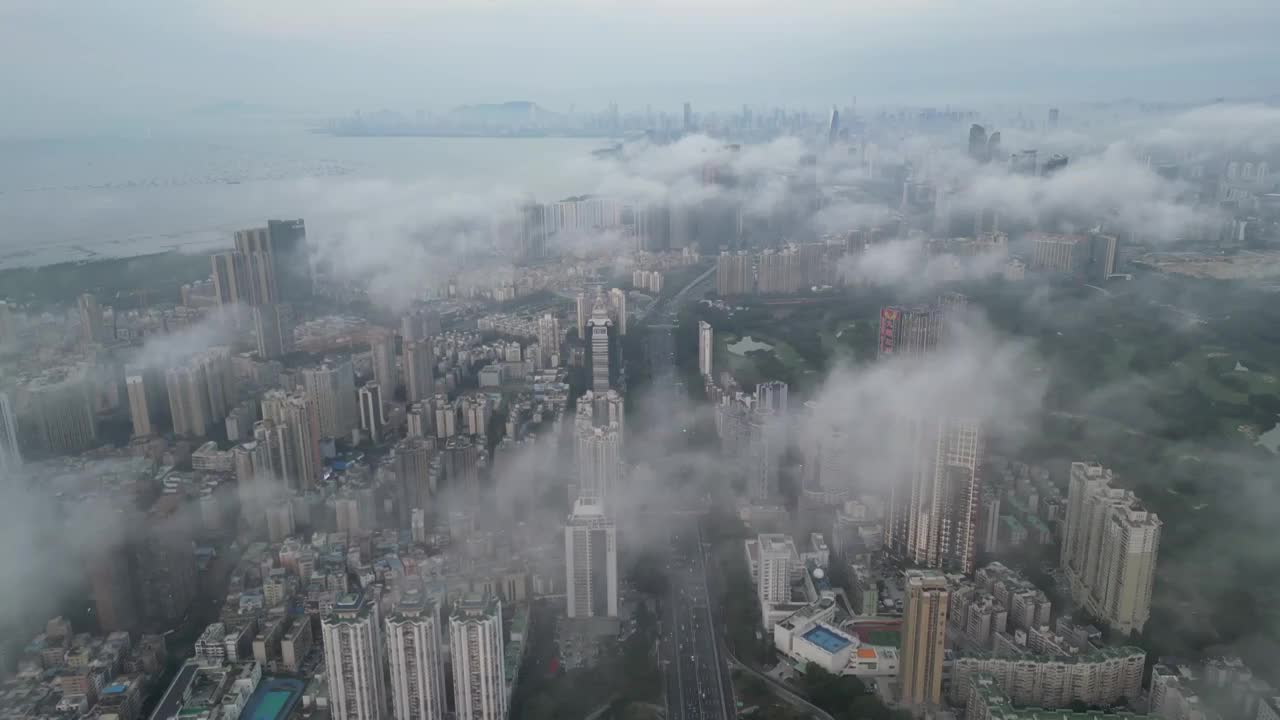 深圳市区平流雾云海视频素材