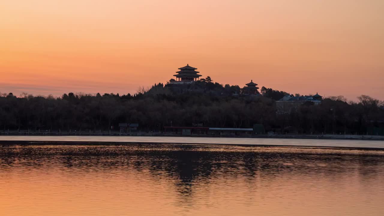 北京景山万春亭晨曦视频素材