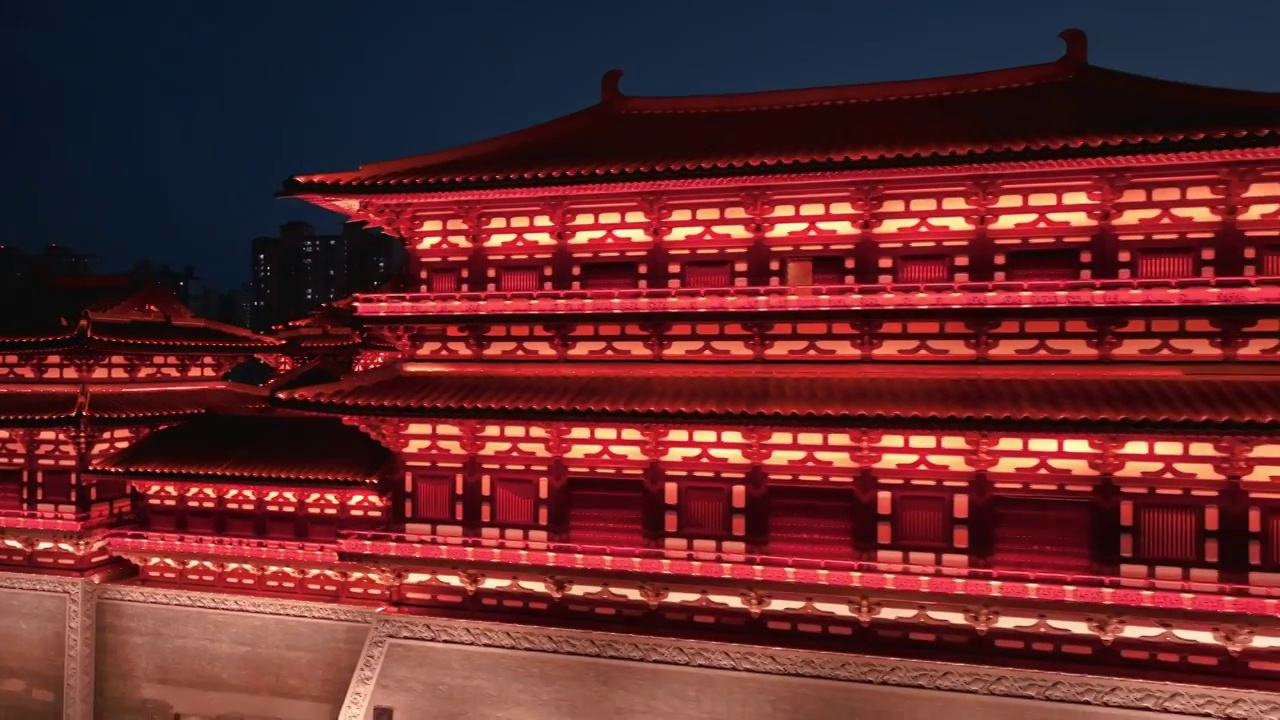 隋唐洛阳城应天门遗址夜景视频素材