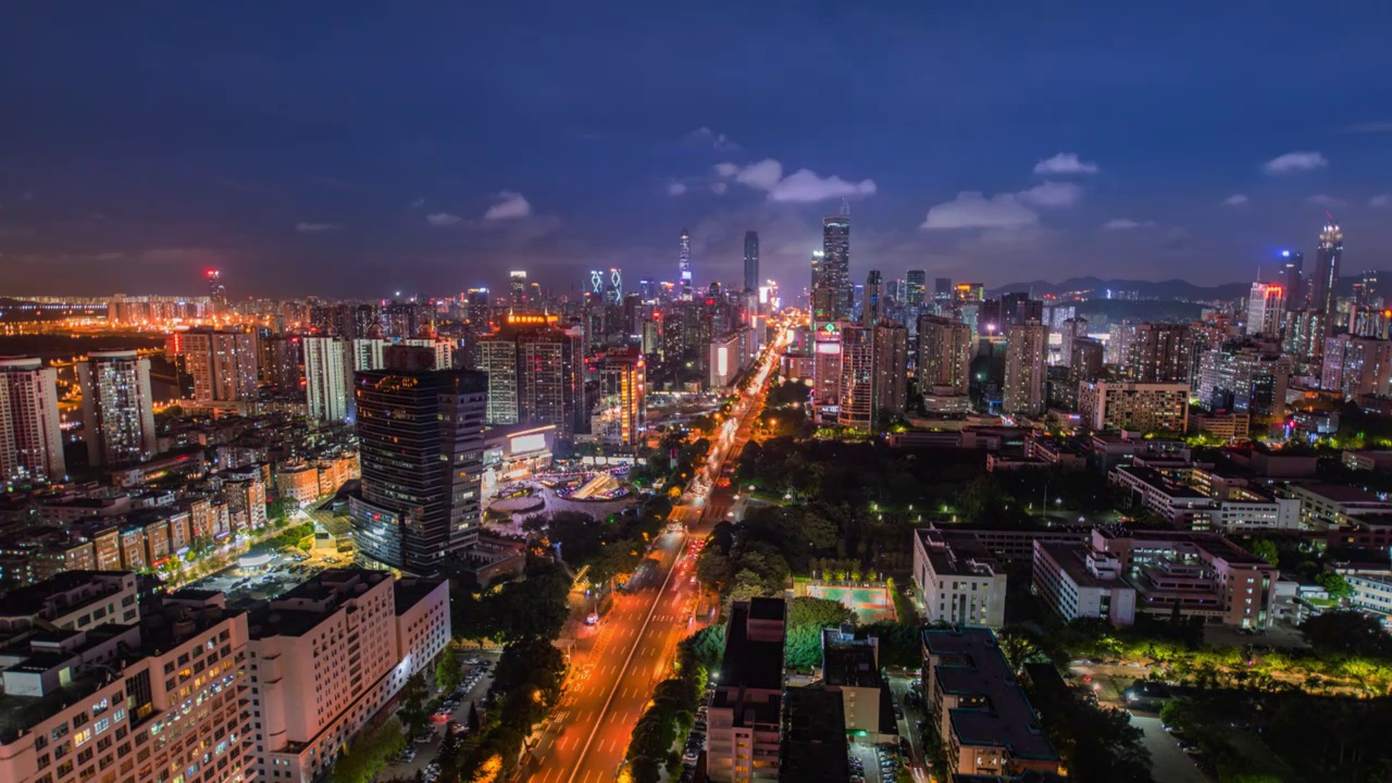 深圳深南路夜景延时视频素材