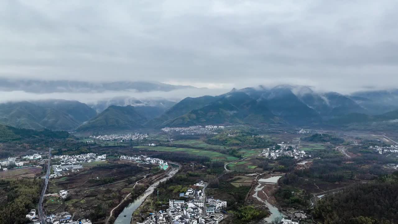 安徽黟县航拍延时视频素材